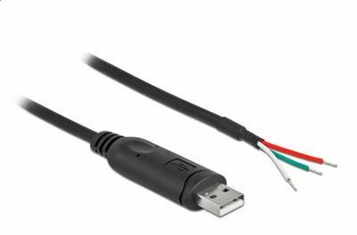 Delock USB-Kabel USB 2.0 USB-A Stecker, offene Kabelenden 2.00 m Schwarz 90428