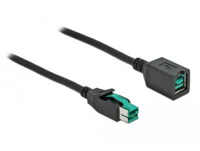 Delock USB-Stromkabel PoweredUSB 12V Stecker, PoweredUSB 12V Buchse 3.00 m Schwarz 85982