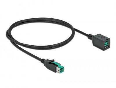 Delock USB-Stromkabel PoweredUSB 12V Stecker, PoweredUSB 12V Buchse 1.00 m Schwarz 85980
