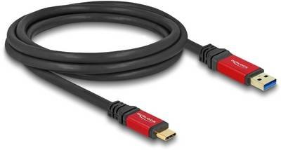 Delock USB-Kabel USB-A Stecker, USB-C® Stecker 2.00 m Schwarz, Rot 80618
