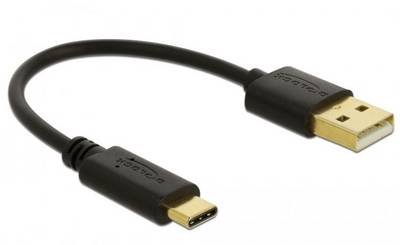 Delock USB-Kabel USB-A Stecker, USB-C® Stecker 0.15 m Schwarz 85354
