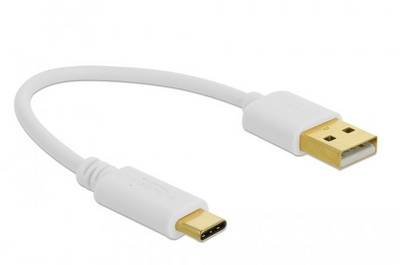 Delock USB-Kabel USB-A Stecker, USB-C® Stecker 0.15 m Weiß 85355