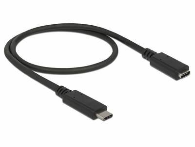 Delock USB-C® Kabel USB-C® Stecker, USB-C® Buchse 0.50 m Schwarz 85532