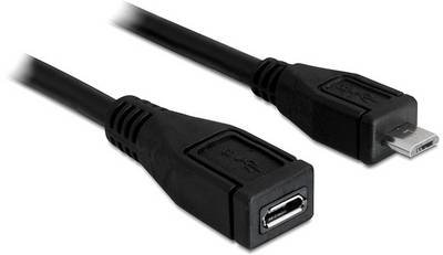 Delock USB-Kabel USB 2.0 USB-Micro-B Stecker, USB-Micro-B Buchse 1.00 m Schwarz 83248