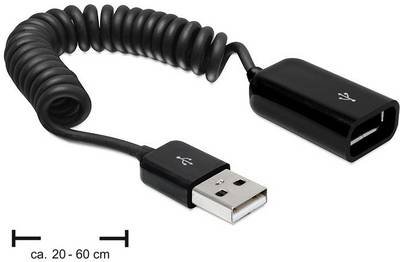 Delock USB-Kabel USB 2.0 USB-A Stecker, USB-A Buchse 0.60 m Schwarz 83163