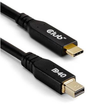 club3D USB-C®-Displaykabel USB-C® Stecker 2.00 m Schwarz CAC-1561