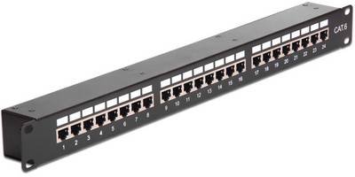 Delock - Patch-Panel mit Kopplern - CAT 6 - STP - RJ-45 X 24 - Schwarz - 1U - 48.3 cm (19"")