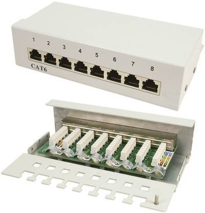 LogiLink NP0016A 8 Port CAT 6 1 HE Grau Bestückt