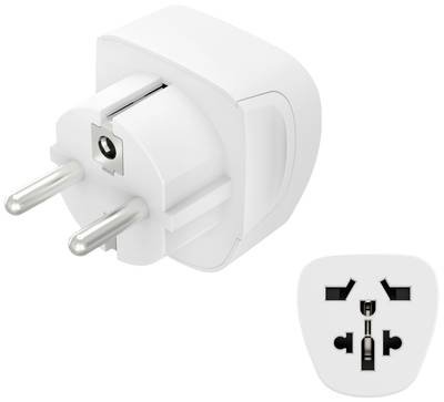 hama 00223456 Reiseadapter Typ E und F, 3-polig, universal, Welt nach Europa, Weiß