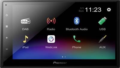 Pioneer DMH-A340DAB Doppel-DIN Autoradio Anschluss für Lenkradfernbedienung, Anschluss für Rückfahrkamera, Bluetooth®-Fr