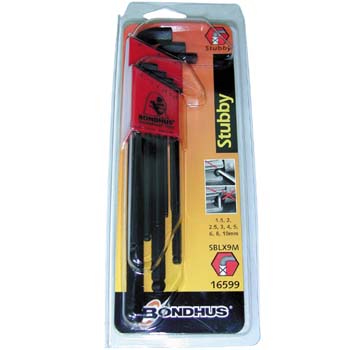 Juegos llaves hexagonales acodadas "allen" stubby con brazo corto recortado y punta-bola - Rationalstock.es