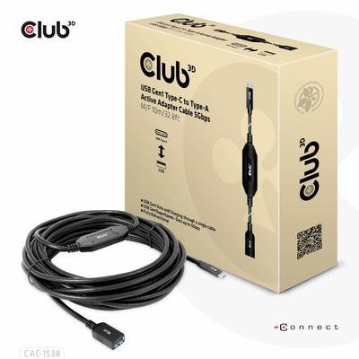 club3D USB-Adapter USB 3.2 Gen1 USB-C® Stecker, USB-A Buchse 10.00 m Schwarz CAC-1538