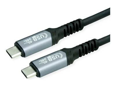 VALUE USB4 Gen3x2 Kabel, C–C, ST/ST, 8K UHD-2, 40Gbit/s, 240W, schwarz, 0,5 m