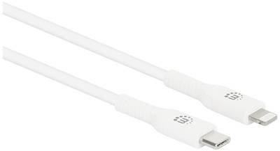 Manhattan USB-Kabel USB-C® Stecker, Apple Lightning Stecker 1.00 m Weiß 394512