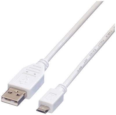 VALUE USB 2.0 Kabel, USB A ST - Micro USB B ST, weiß, 0,15 m