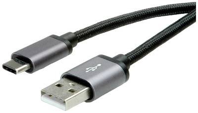 ROLINE USB 2.0 Kabel, Typ C - Typ A, ST/ST, schwarz, 0,8 m