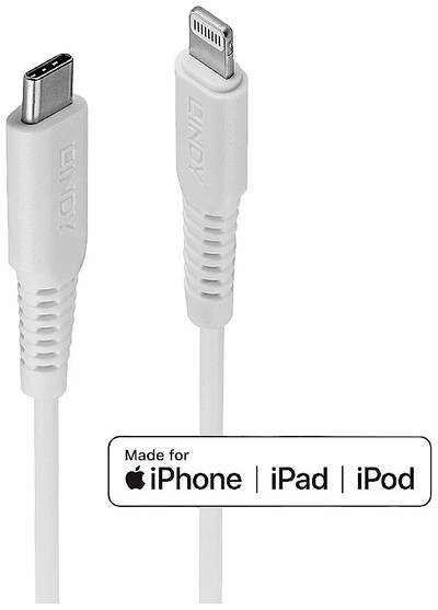 LINDY USB-Kabel USB 2.0 Apple Lightning Stecker, USB-C® Stecker 0.50 m Weiß 31315