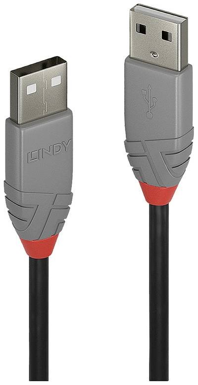 LINDY USB-Kabel USB 2.0 USB-A Stecker, USB-A Stecker 3.00 m Schwarz, Grau 36694