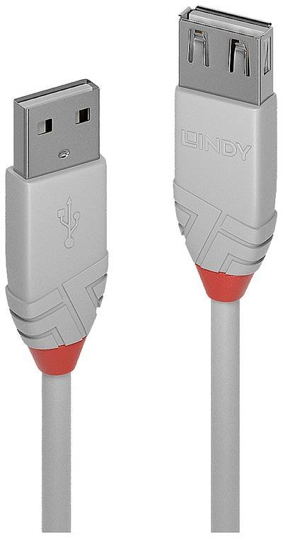 LINDY USB-Kabel USB 2.0 USB-A Stecker, USB-A Buchse 5.00 m Grau 36715