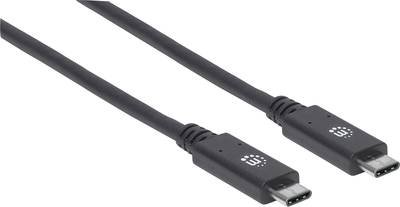 Manhattan USB-Kabel USB 3.2 Gen1 USB-C® Stecker, USB-C® Stecker 1.00 m Schwarz beidseitig verwendbarer Stecker 355223