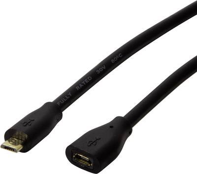 LogiLink USB-Kabel USB 2.0 USB-Micro-B Stecker, USB-Micro-B Buchse 5.00 m Schwarz CU0125