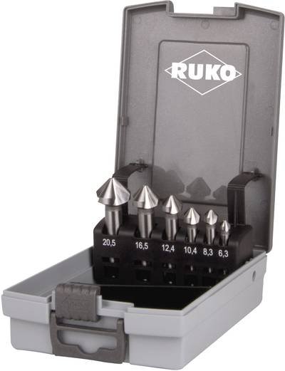 RUKO 102152RO Kegelsenker-Set 6teilig 6.3 mm, 8.3 mm, 10.4 mm, 12.4 mm, 16.5 mm, 20.5 mm HSS Zylinderschaft 1 Set