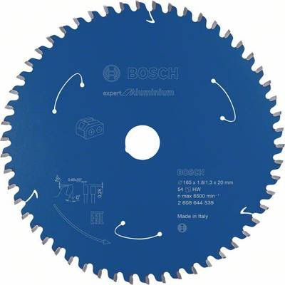 Bosch Accessories Kreissägeblatt Ø 165x20x1,8mm 54 HLTCG HM Expert for Aluminium 2608644539 Kreissägeblatt 165 x 20 mm Z