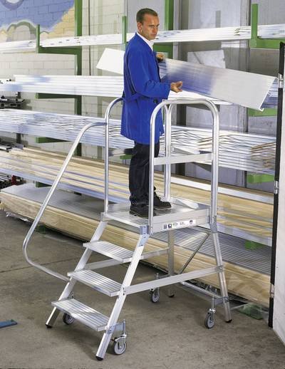 Aluminium-Podestleiter einseitig begehbar