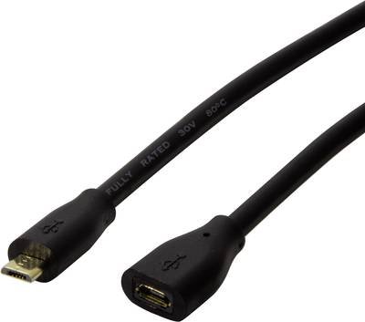 LogiLink USB-Kabel USB 2.0 USB-Micro-B Stecker, USB-Micro-B Buchse 2.00 m Schwarz CU0123