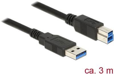 Delock USB-Kabel USB 3.2 Gen1 USB-A Stecker, USB-B Stecker 3.00 m Schwarz vergoldete Steckkontakte 85069