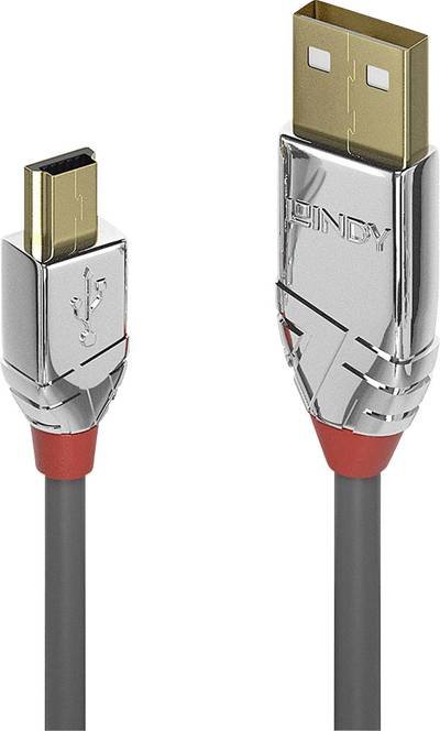 LINDY USB-Kabel USB 2.0 USB-A Stecker, USB-Mini-B Stecker 5.00 m Grau 36634