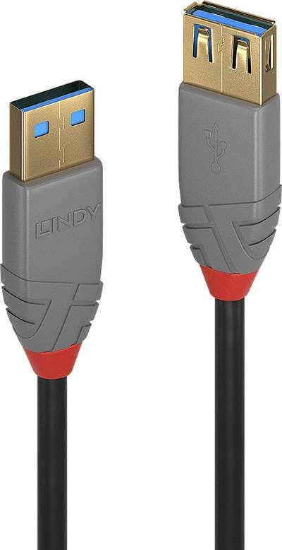 LINDY USB-Kabel USB 3.2 Gen1 USB-A Stecker, USB-A Buchse 0.50 m Schwarz 36760