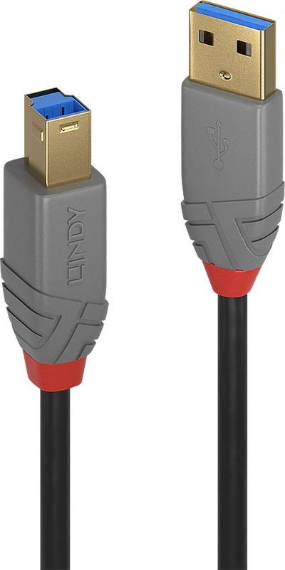 LINDY USB-Kabel USB 3.2 Gen1 USB-A Stecker, USB-B Stecker 2.00 m Schwarz 36742