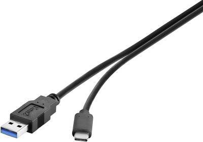 Renkforce USB-Kabel USB 3.2 Gen1 USB-A Stecker, USB-C® Stecker 0.30 m Schwarz vergoldete Steckkontakte RF-3241262