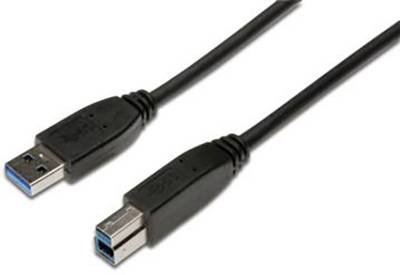 Digitus USB-Kabel USB 3.2 Gen1 USB-A Stecker, USB-B Stecker 1.80 m Schwarz Rund, dreifach geschirmt AK-300115-018-S