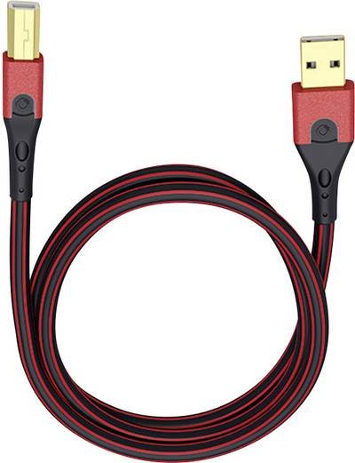 Oehlbach USB-Kabel USB 2.0 USB-A Stecker, USB-B Stecker 7.50 m Rot/Schwarz vergoldete Steckkontakte 9425