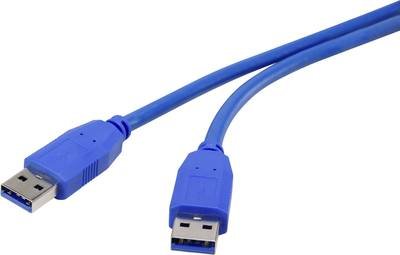 Renkforce USB-Kabel USB 3.2 Gen1 USB-A Stecker, USB-A Stecker 1.00 m Blau vergoldete Steckkontakte RF-4369446