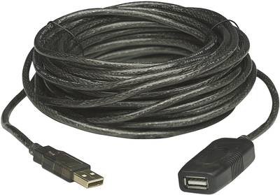Manhattan USB-Kabel USB 2.0 USB-A Stecker, USB-A Buchse 20.00 m Schwarz 150958