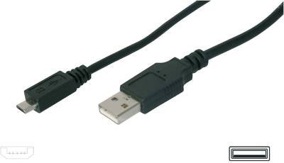 Digitus USB-Kabel USB 2.0 USB-A Stecker, USB-Micro-B Stecker 1.00 m Schwarz AK-300110-010-S