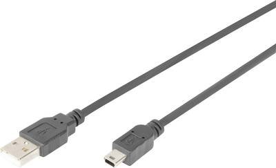 Digitus USB-Kabel USB 2.0 USB-A Stecker, USB-Mini-B Stecker 1.00 m Schwarz mit OTG-Funktion AK-300108-010-S