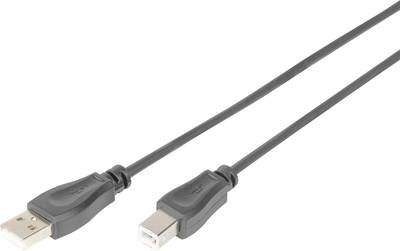 Digitus USB-Kabel USB 2.0 USB-A Stecker, USB-B Stecker 0.50 m Schwarz Rund, doppelt geschirmt AK-300105-005-S