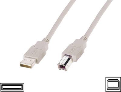 Digitus USB-Kabel USB 2.0 USB-A Stecker, USB-B Stecker 1.80 m Beige AK-300102-018-E