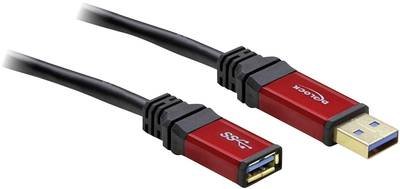 Delock USB-Kabel USB 3.2 Gen1 USB-A Stecker, USB-A Buchse 1.00 m Rot, Schwarz vergoldete Steckkontakte 82752