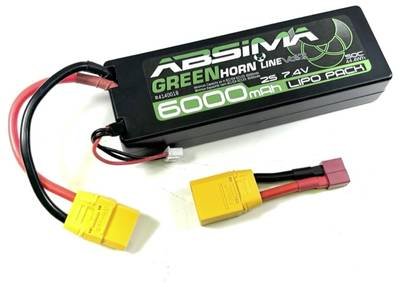 ABSIMA GREENHORN LINEV2 2S 7,4V-50C 6000 HC LIPO AKKU mit XT90 Plug inkl. T-Plug Adapter