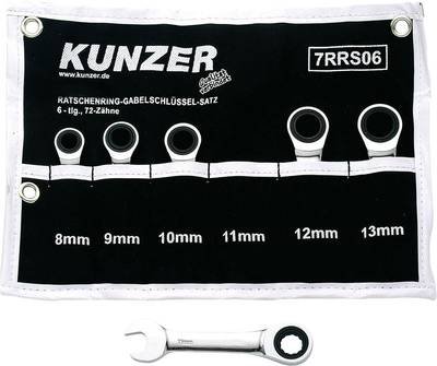 Kunzer 7RRS06 Knarren-Ring-Maulschlüssel-Satz 6teilig Schlüsselweite (Metrisch) 8 - 13 mm
