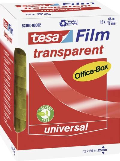 tesa OFFICE-BOX 57403-00002-01 tesafilm Transparent (L x B) 66 m x 12 mm 12 St.