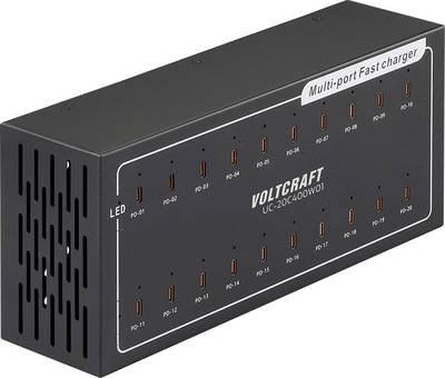 VOLTCRAFT UC-20C400W01 USB Ladegerät 400 W 20x USB-C® USB PD Schwarz Innenbereich USB Power Delivery (USB-PD)