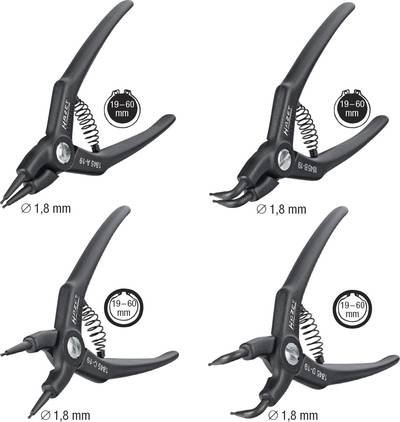 Hazet 1845/4 Seegeringzangen-Set Passend für (Seegeringzangen) Außen- und Innenringe 19-60 mm 19-60 mm Spitzenform (Deta