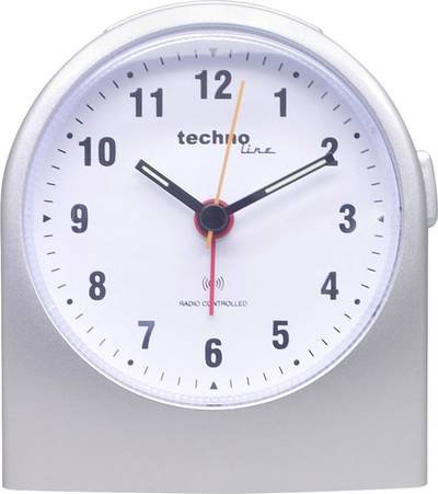 Techno Line WT 753 Funk Wecker Silber Alarmzeiten 1 Fluoreszierend Zeiger 1 Timerzeit