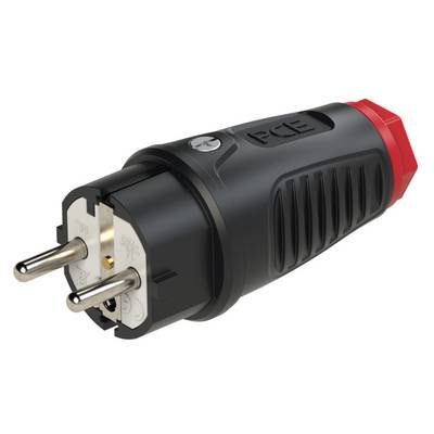 PCE 0521-sr Schutzkontaktstecker Gummi, Thermoplast 250 V Schwarz, Rot IP54